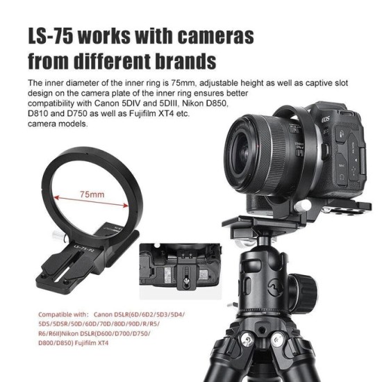 Rotatable Lens Collar Mount Plate LS-75